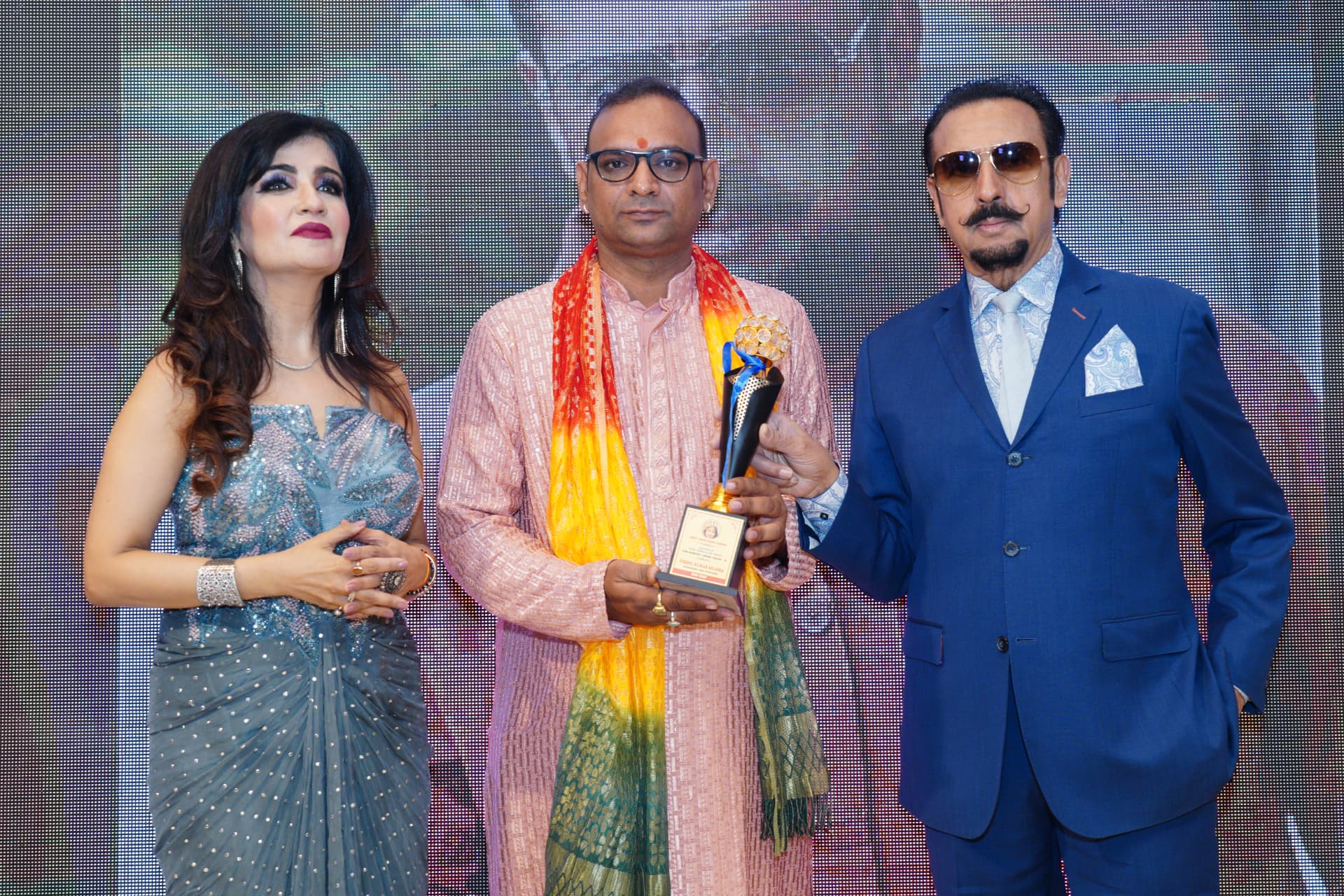 Honoured on Stage by Gulshan Grover — Acharya Vishnu